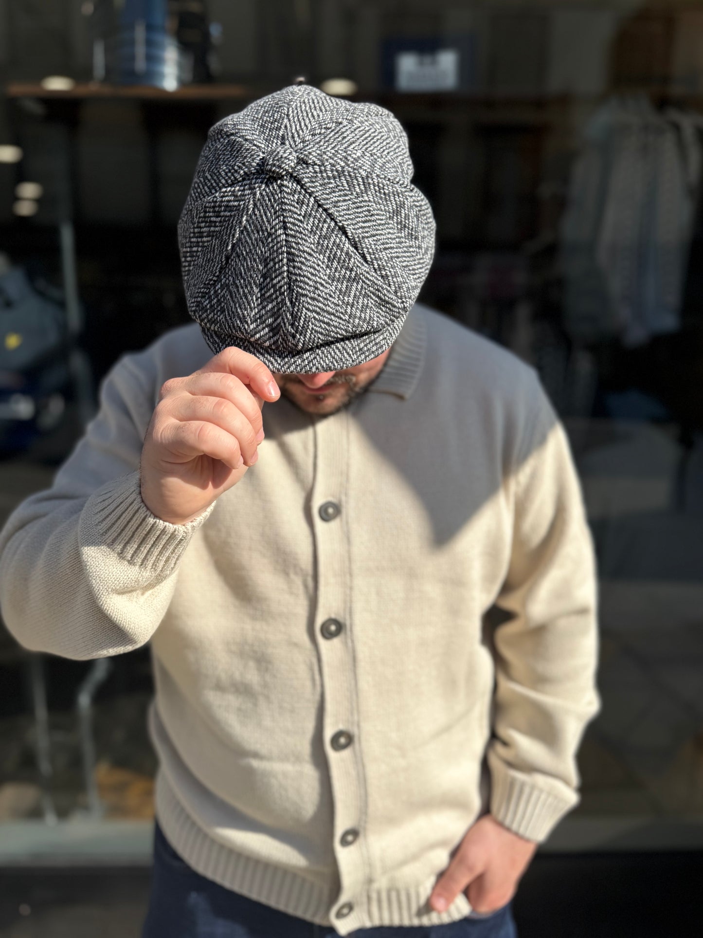Tweed Newsboy Flat Cap Light Grey