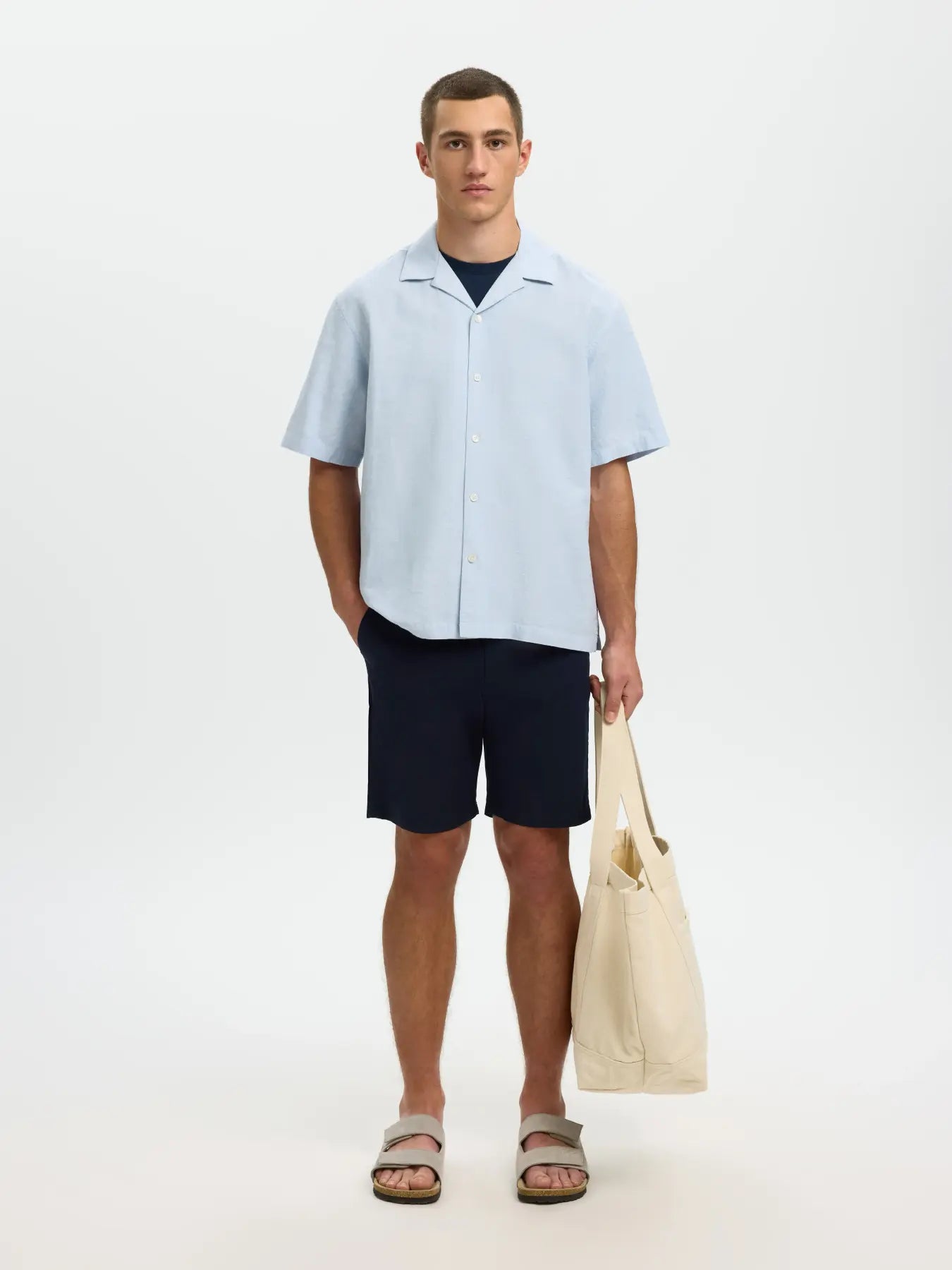 Selected Slim-Miles Flex Chino Shorts Navy - RD1 Clothing
