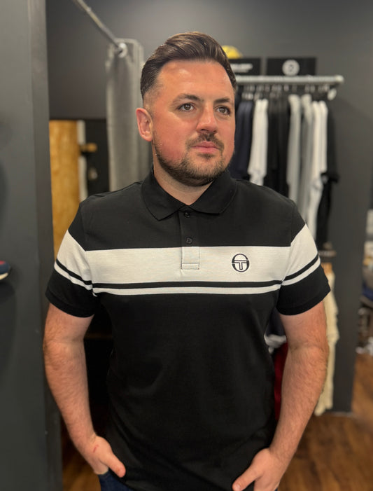 Sergio Tacchini Young Line Polo Shirt Black/White - RD1 Clothing