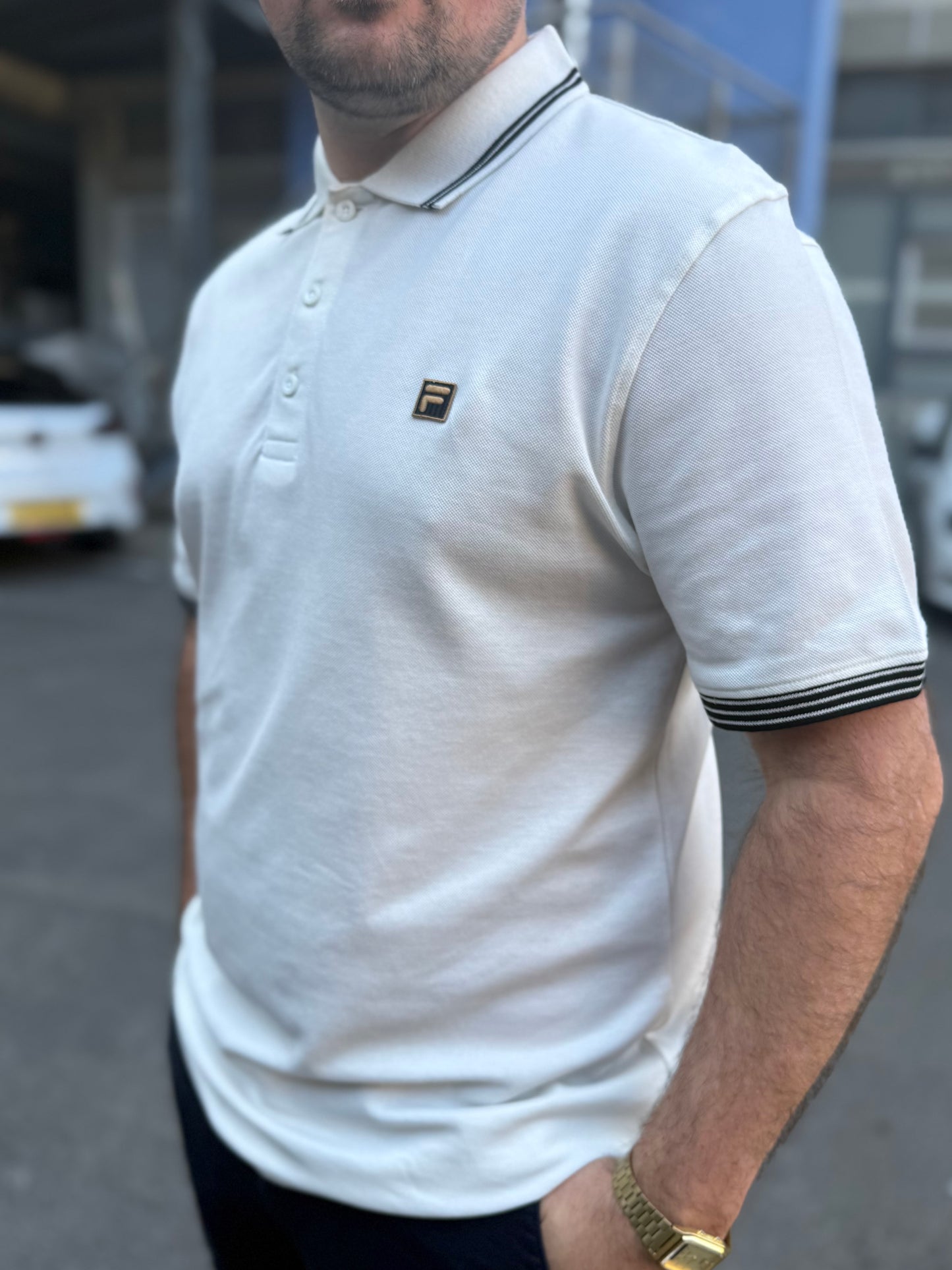 Fila Gold Soren Polo With Tipping in White
