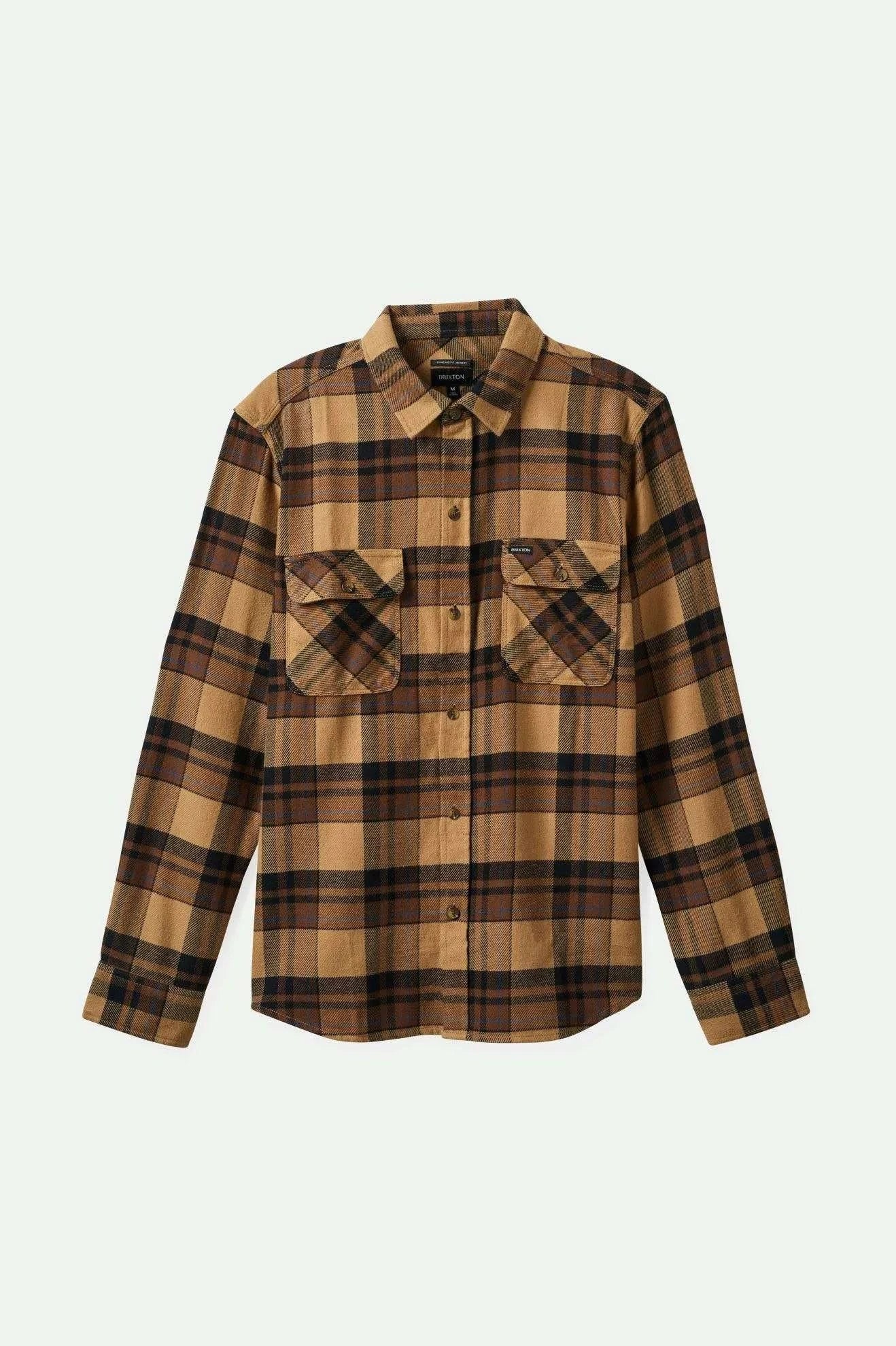 Brixton Bowery LS Flannel Shirt In Brown - RD1 Clothing