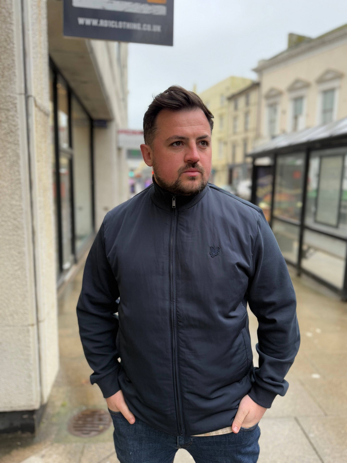 Lyle & Scott Tonal Hybrid Jacket in Dark Navy - RD1 Clothing