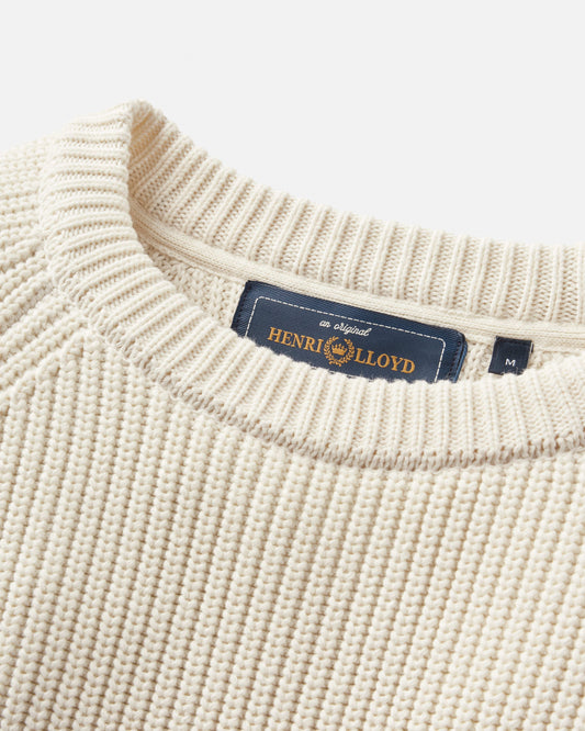 Henri Lloyd Golant Ribbed Crew In Ecru - RD1 Clothing