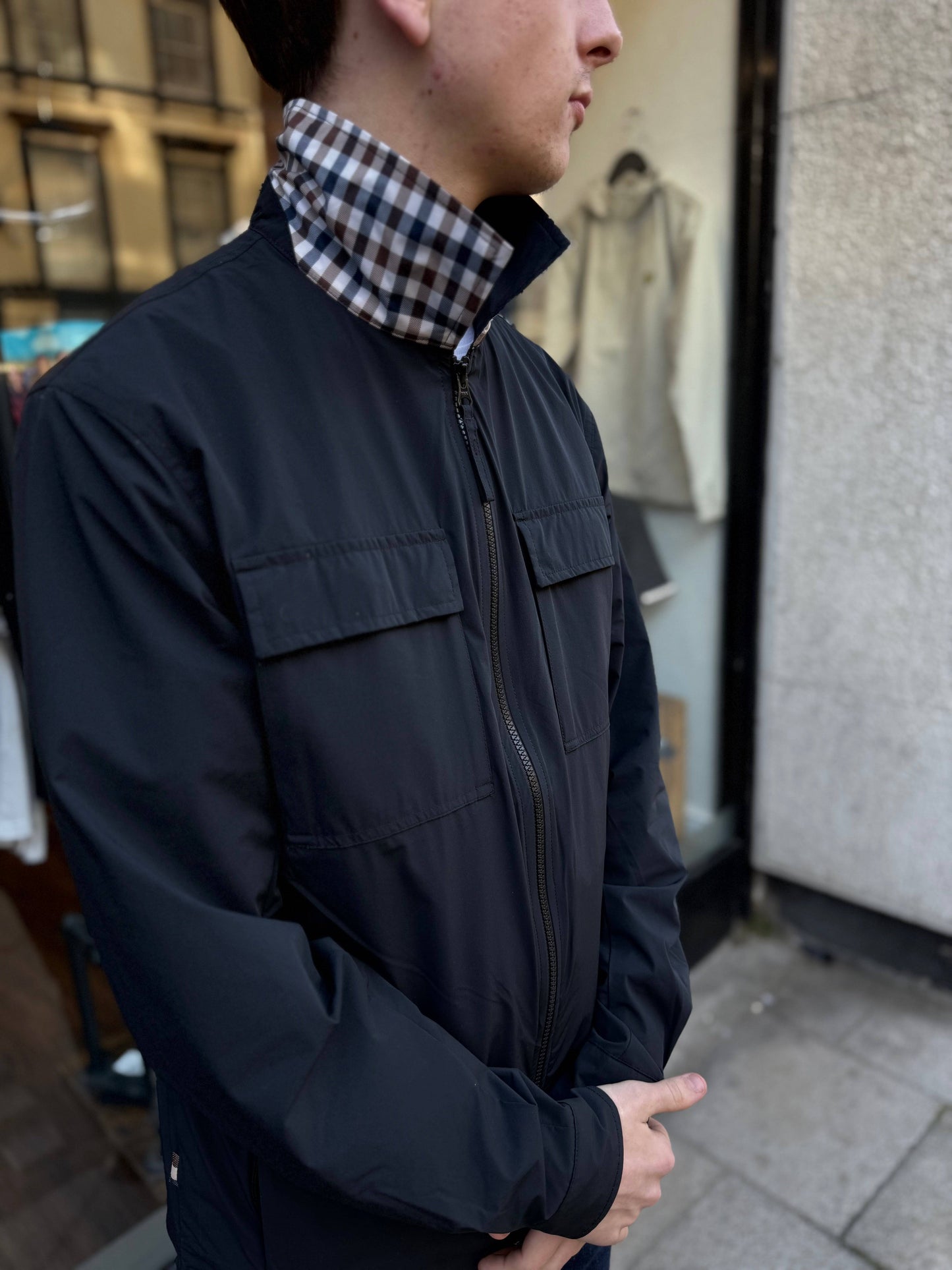 Aquascutum Zip Up Overshirt Black - RD1 Clothing