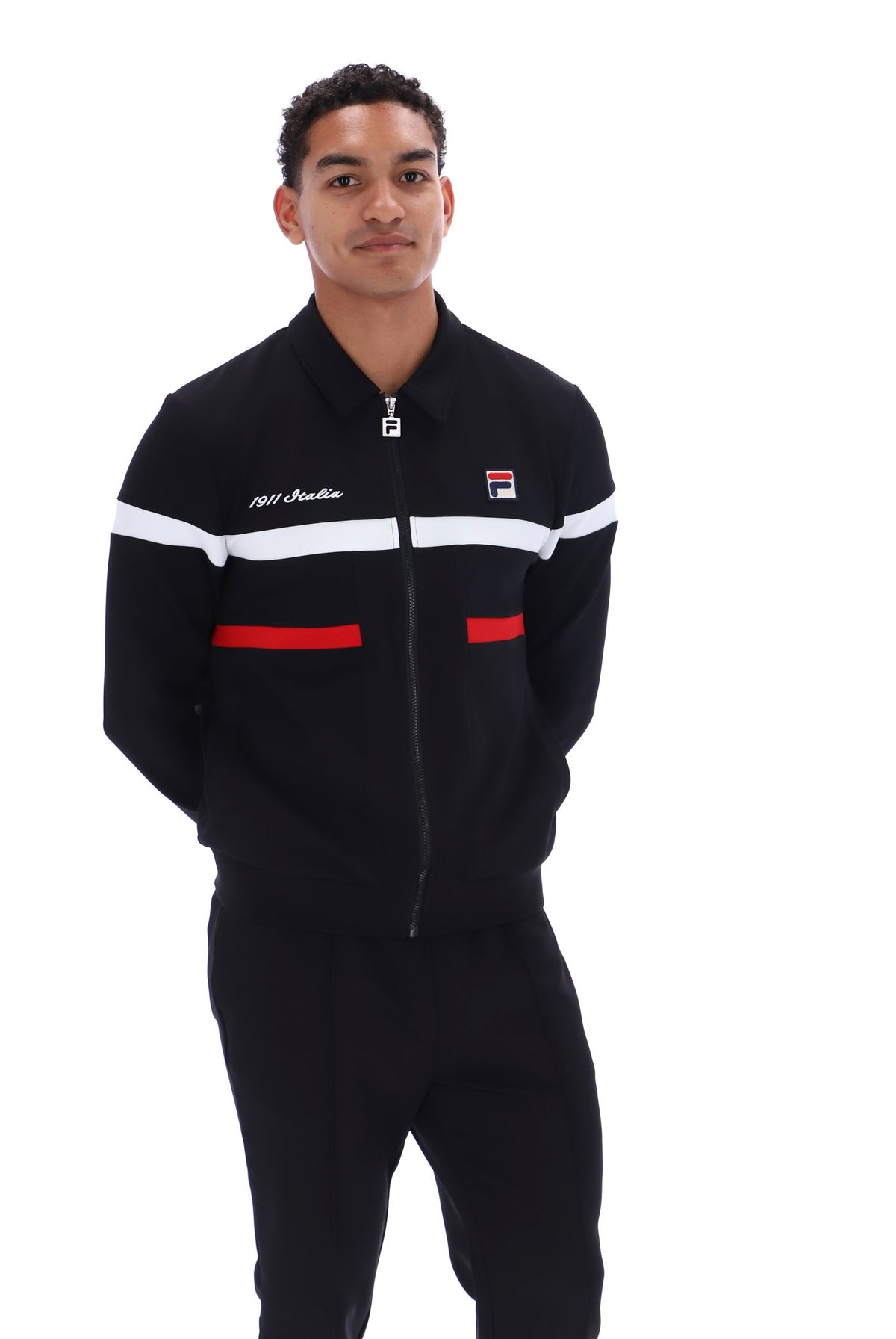 Fila Vintage Cut and Sew Jacket Black/Red/White