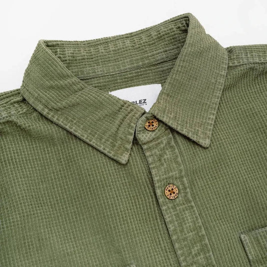 Parlez Ayr Cord Over Shirt In Olive Green - RD1 Clothing