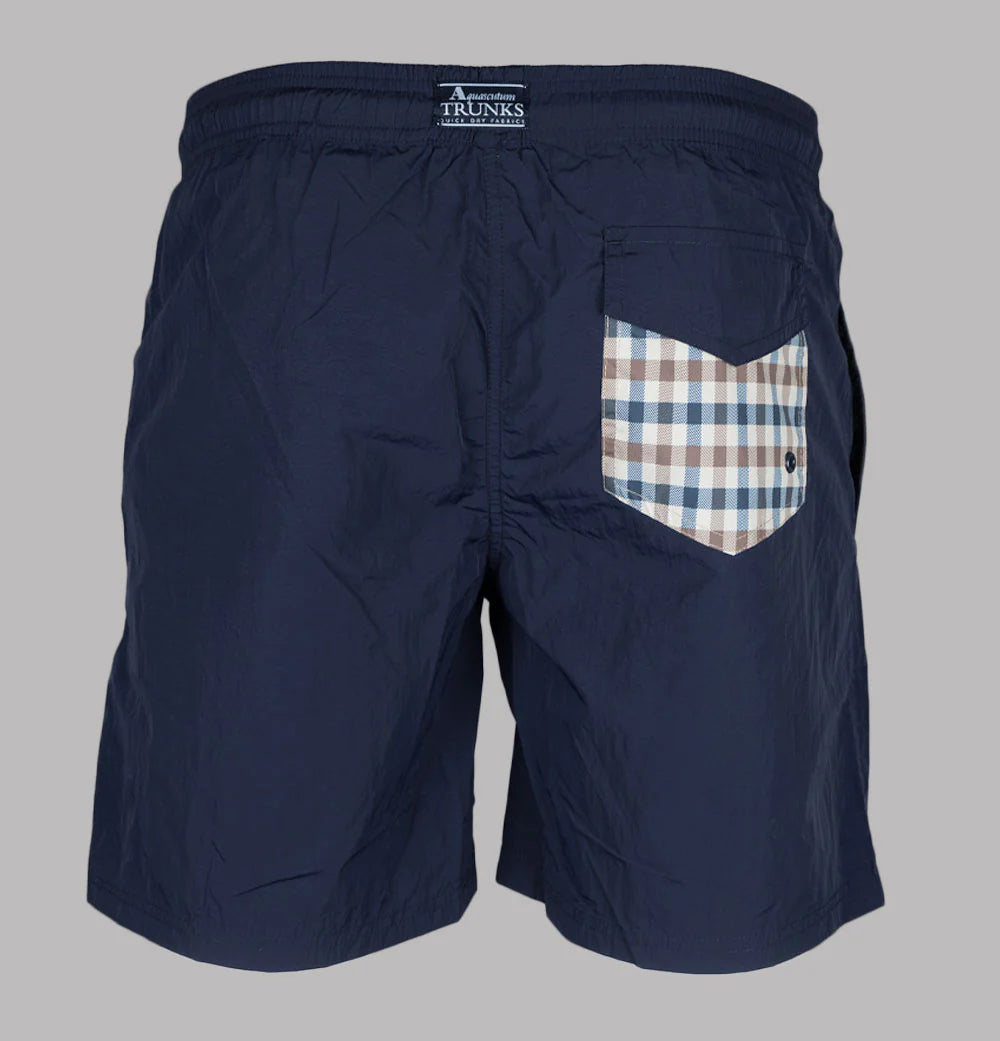 Aquascutum Club Check Pocket Swim Shorts Navy