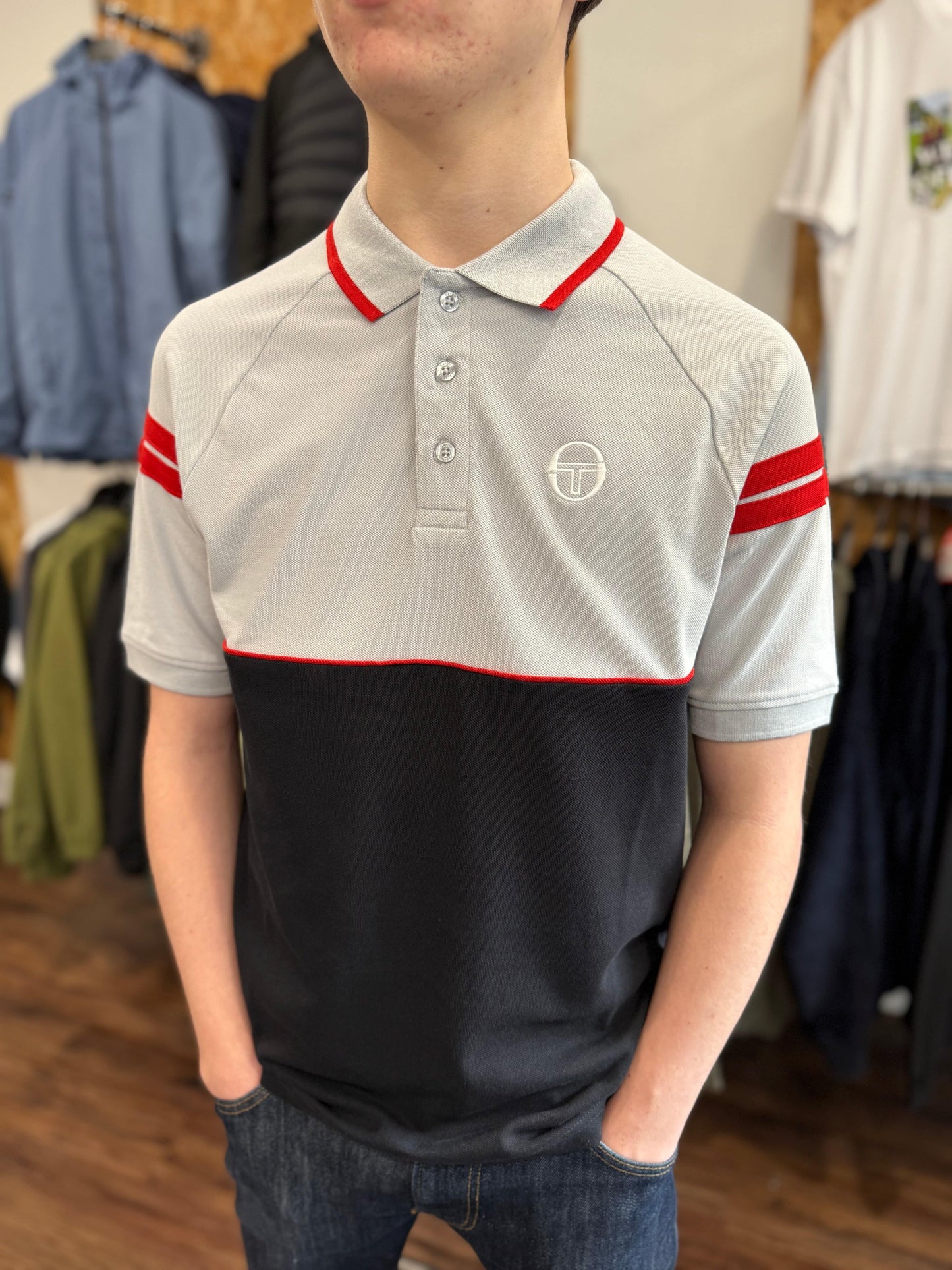 Sergio Tacchini Cambio Polo Grey/Black/Red - RD1 Clothing