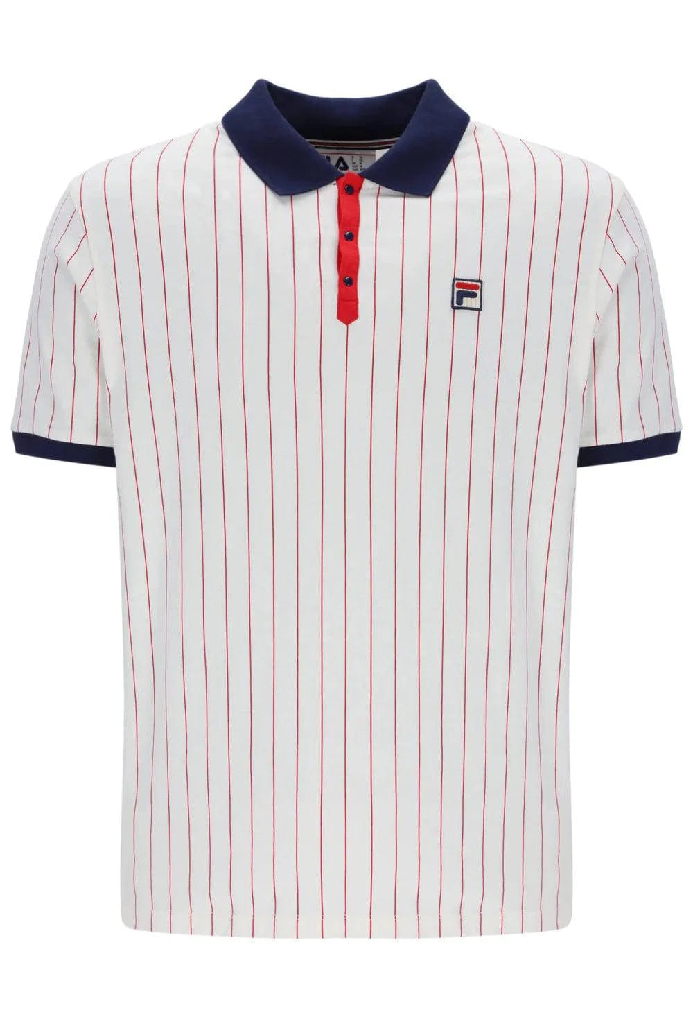Fila BB1 Classic Vintage Striped Polo White/Navy/Red - RD1 Clothing