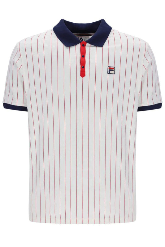Fila BB1 Classic Vintage Striped Polo White/Navy/Red - RD1 Clothing