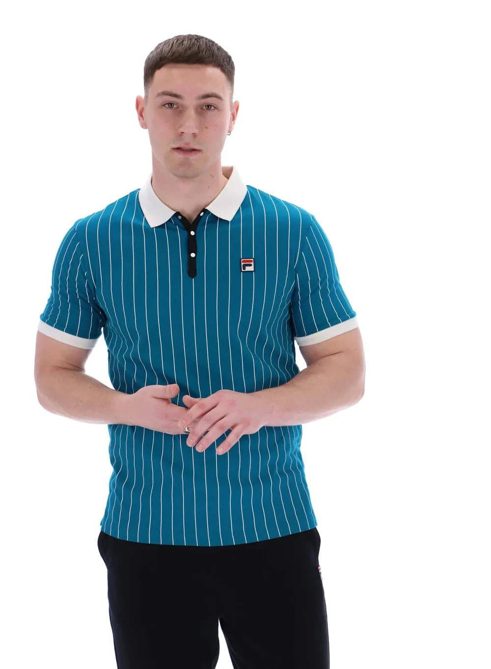 Fila BB1 Classic Vintage Striped Polo Deep Lagoon/Gardenia/Black - RD1 Clothing