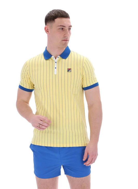 Fila BB1 Classic Vintage Striped Polo Popcorn/Blue/White - RD1 Clothing