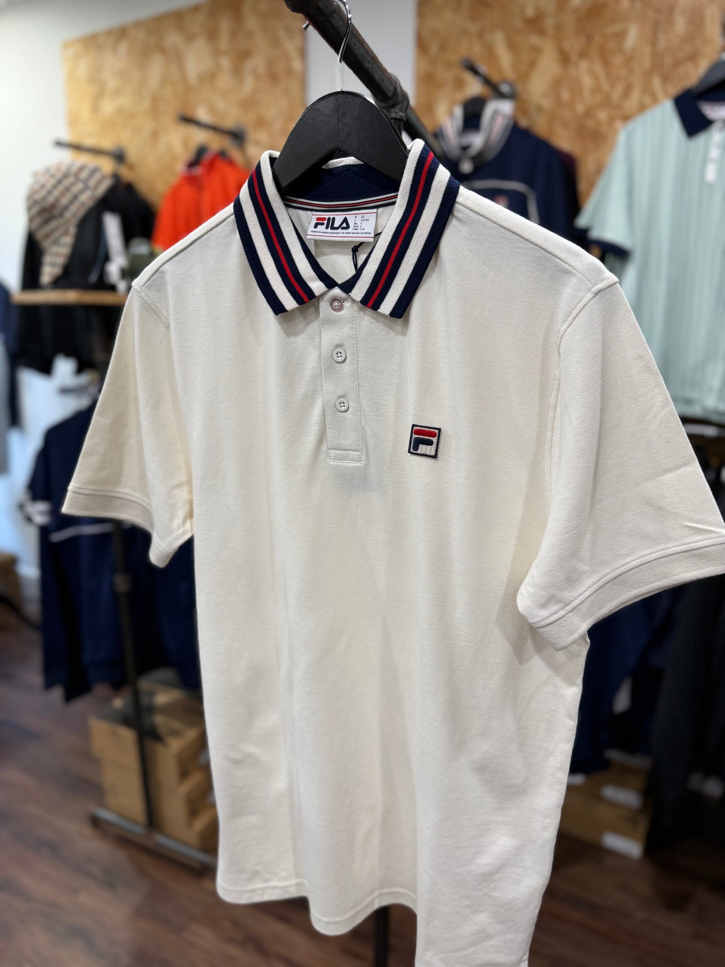 Fila Vintage Achille Three Button Heritage Tape Basic Polo Gardenia