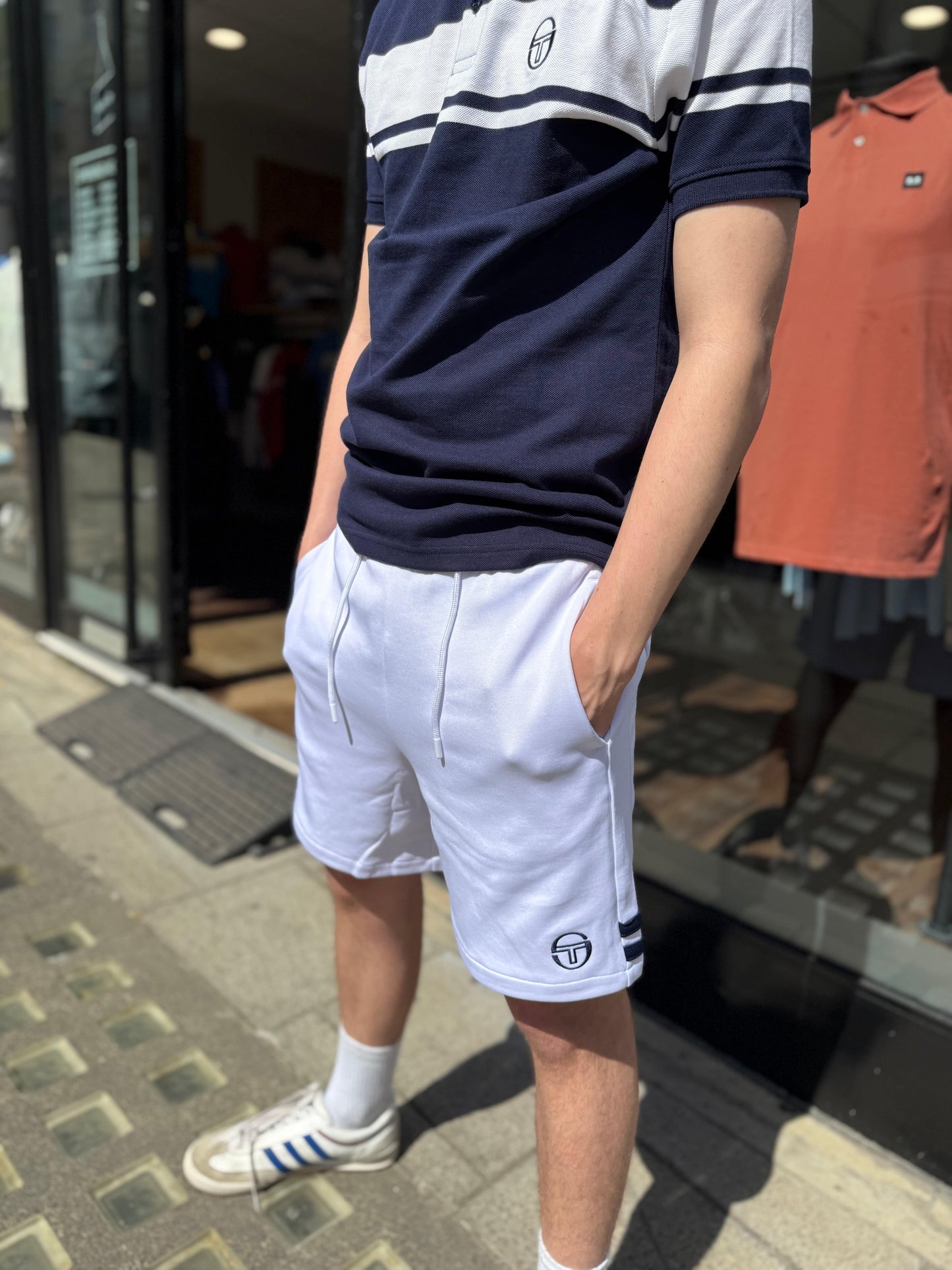 Sergio Tacchini New Orion Jogger Sweat Short White/Maritime Blue - RD1 Clothing