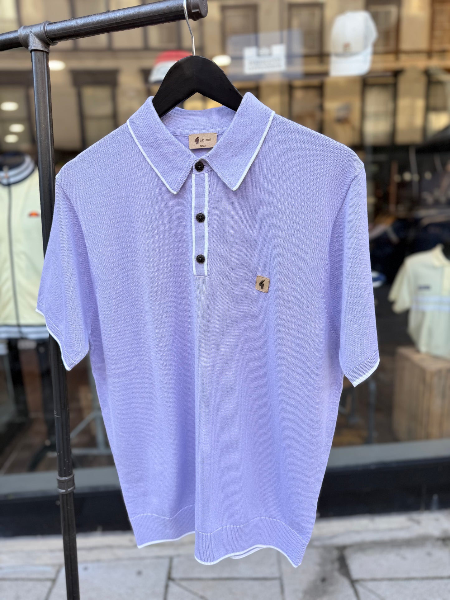 Gabbici Vintage Lineker Tipped Knitted Polo Heather - RD1 Clothing