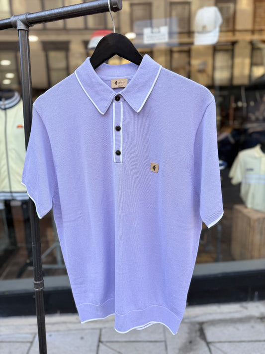 Gabbici Vintage Lineker Tipped Knitted Polo Heather - RD1 Clothing