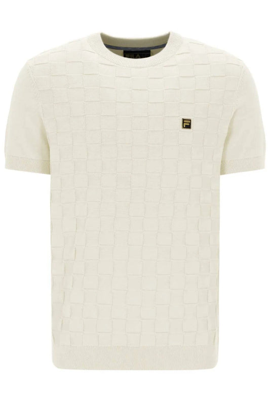 Fila Gold Campbell Square Knit T-Shirt Egret - RD1 Clothing