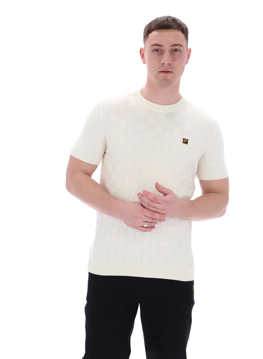 Fila Gold Campbell Square Knit T-Shirt Egret