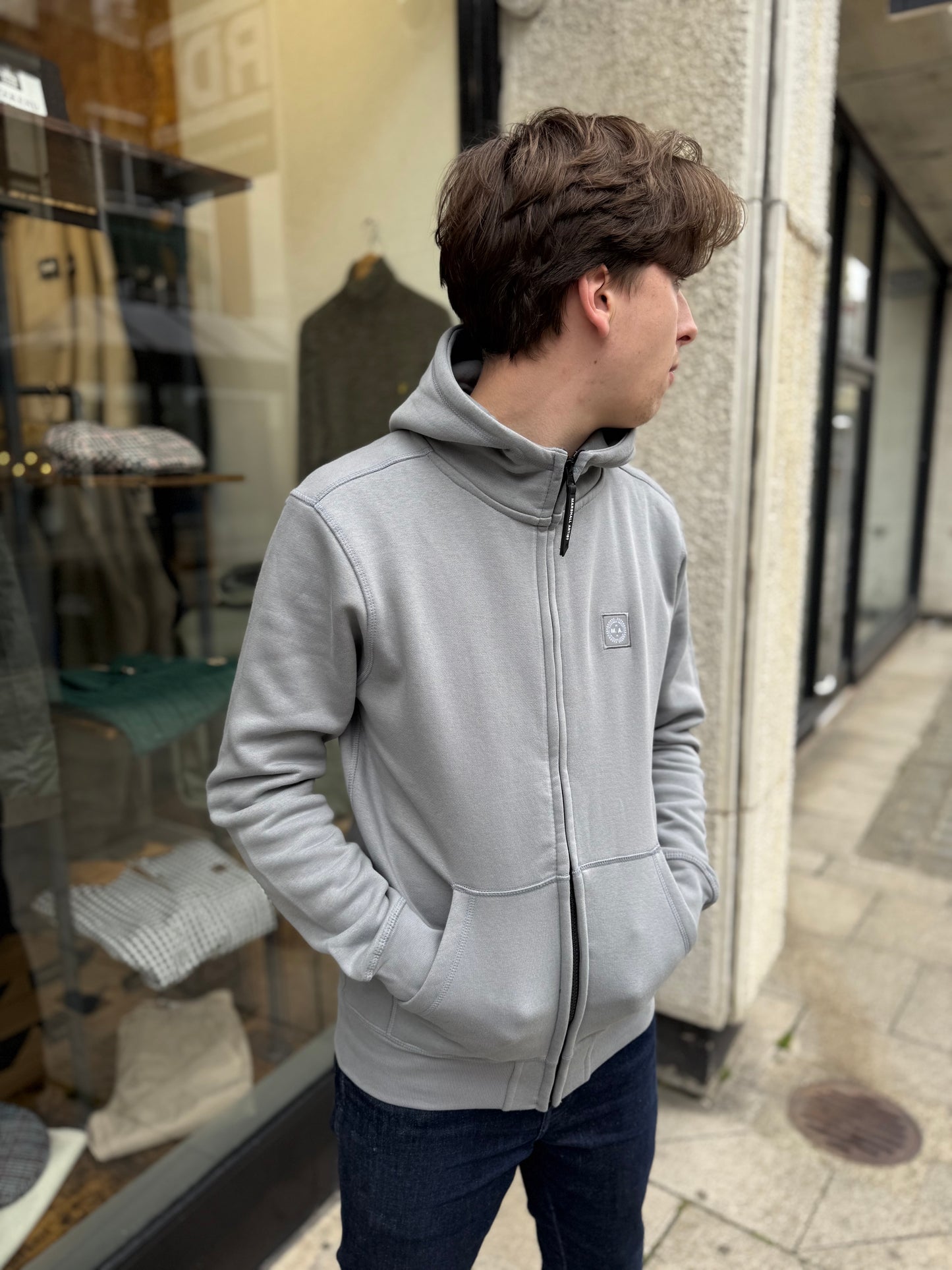 Marshall Artist Marchio Full Zip Hoodie Monument Grey