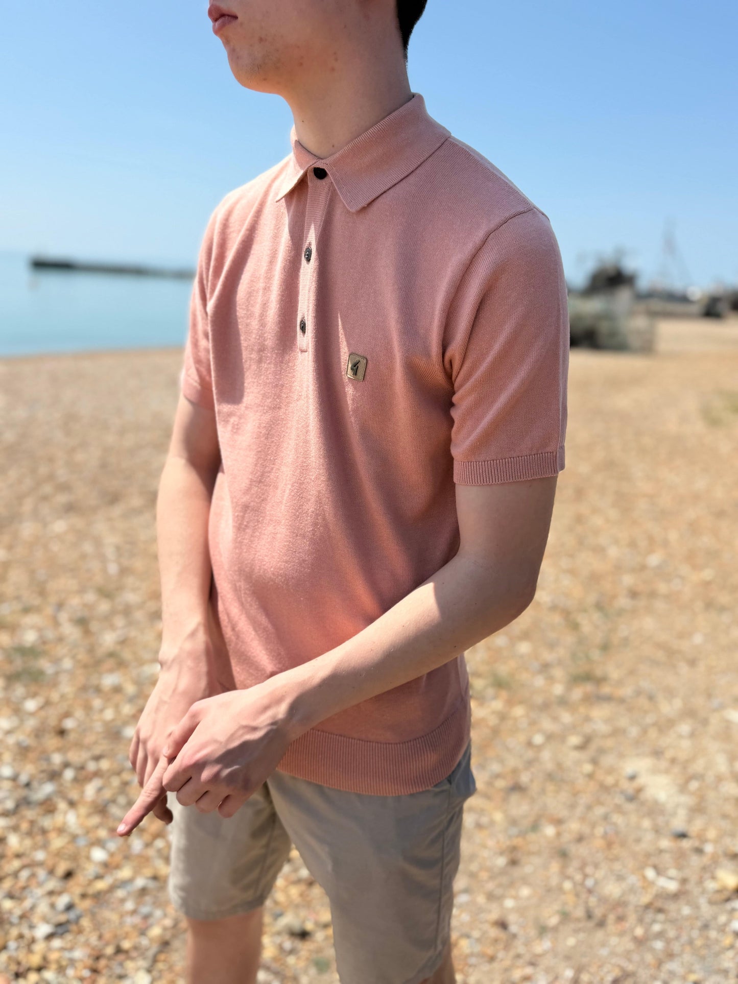 Gabicci Vintage Jackson Short Sleeve Plain Knitted Polo Peach - RD1 Clothing