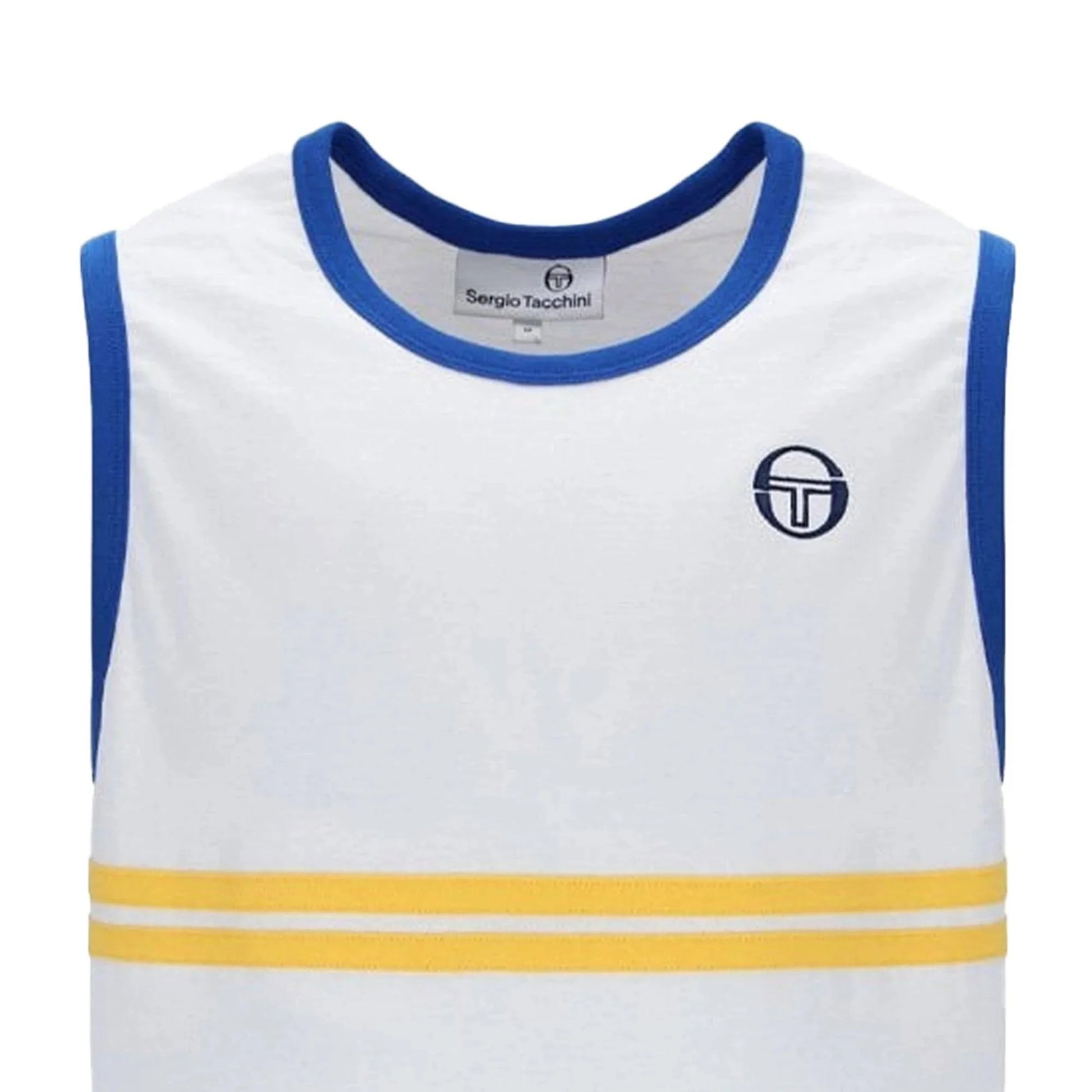 Sergio Tacchini Dallas Tank Top Vest White/Nautical Blue/Daffodill - RD1 Clothing