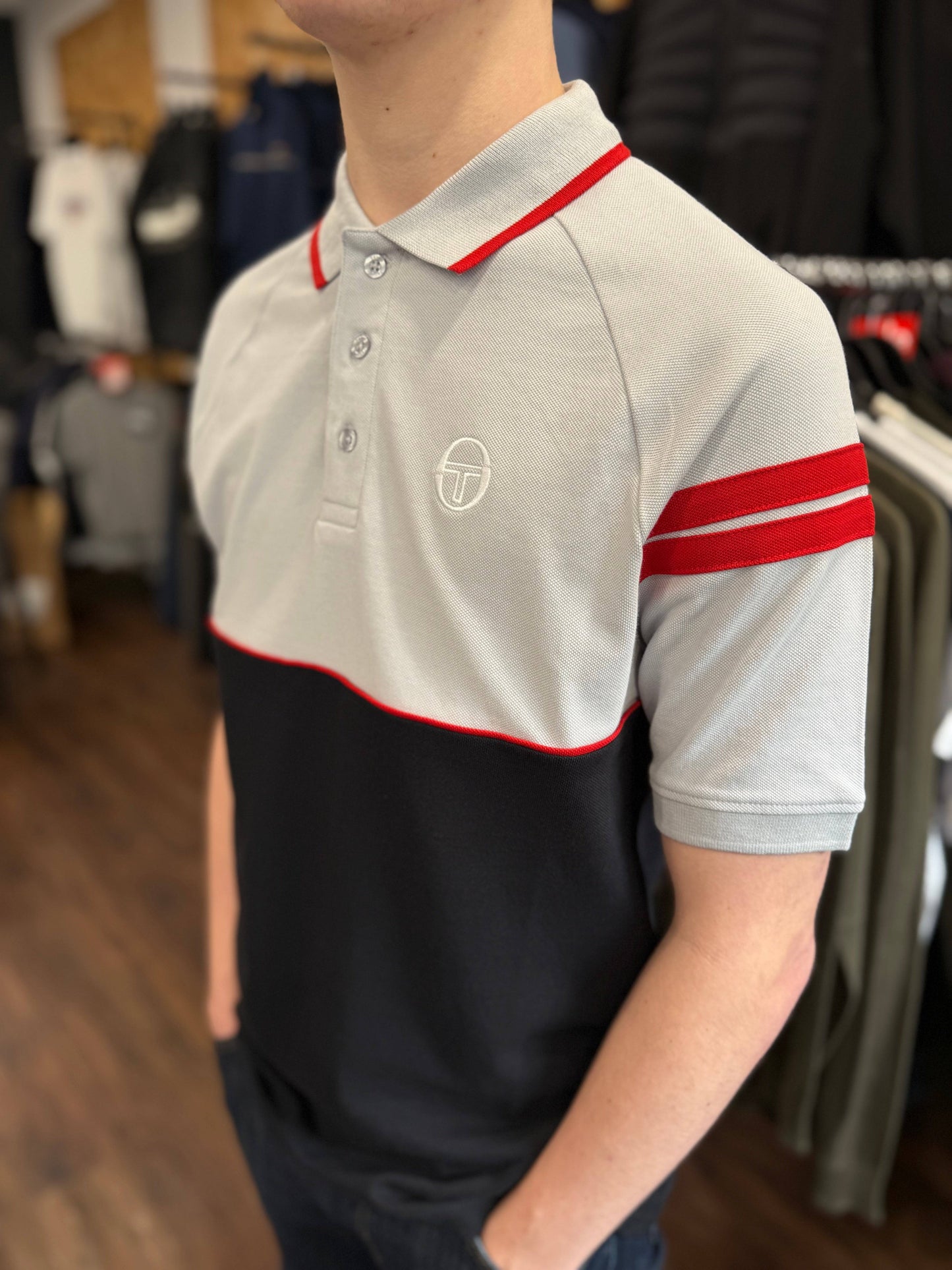Sergio Tacchini Cambio Polo Grey/Black/Red - RD1 Clothing