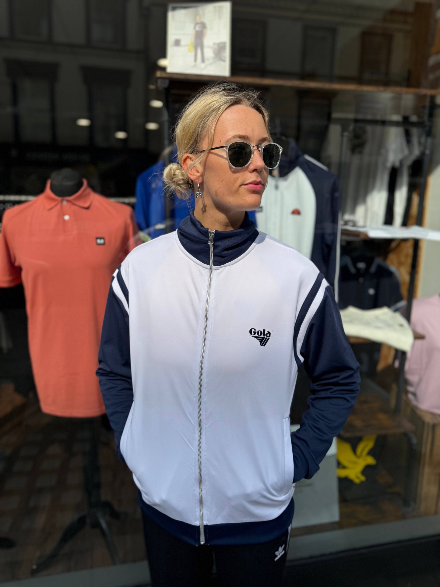Gola Logo Print Track Top White/Navy - RD1 Clothing