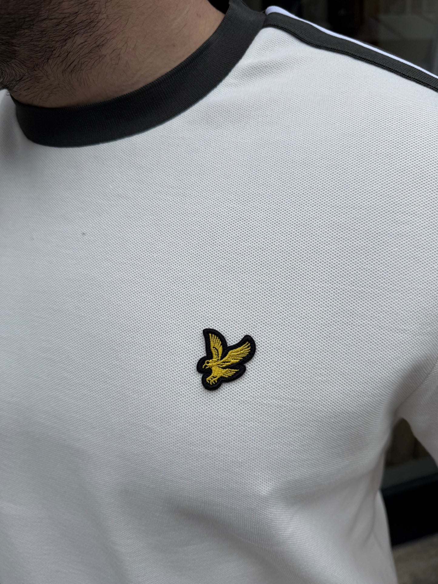 Lyle & Scott Contrast Taped T-Shirt In Natural - RD1 Clothing