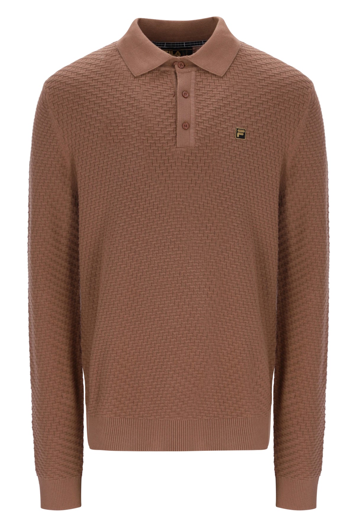 Fila Gold Elia Brick Knitted Long Sleeve Polo Raw Umber