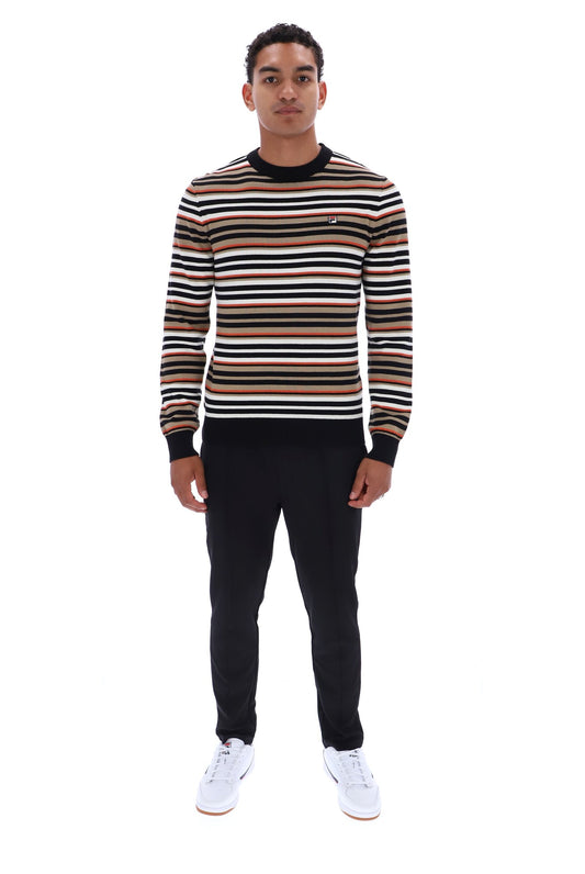 Fila Vintage Elias Knitted Stripe Crewneck Black/Gardenia/ Burnt Orche/Chincilla
