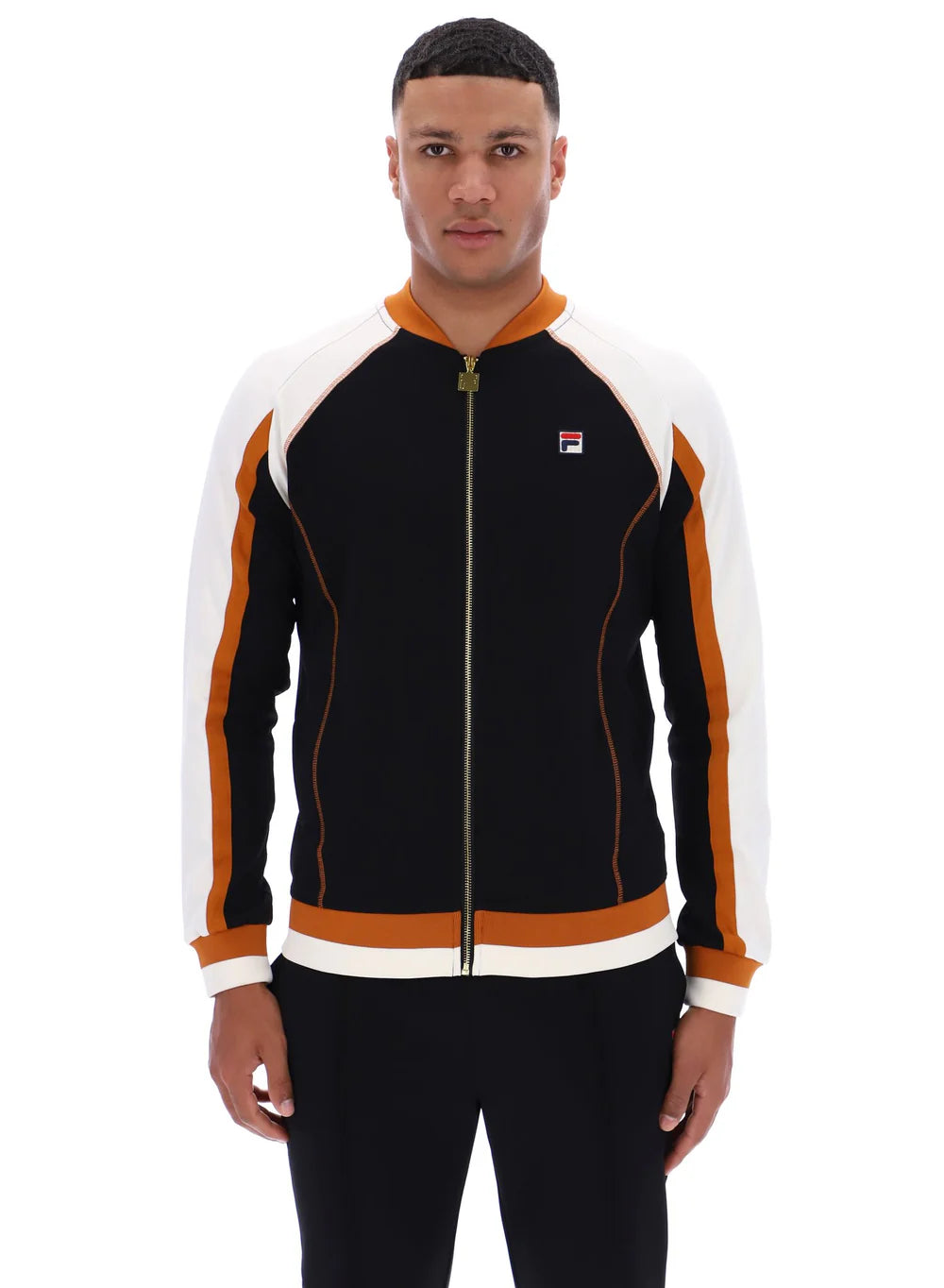 Fila Eliot Flat Lock Detail Track Top Black/Gardenia/Pumpkin Spice