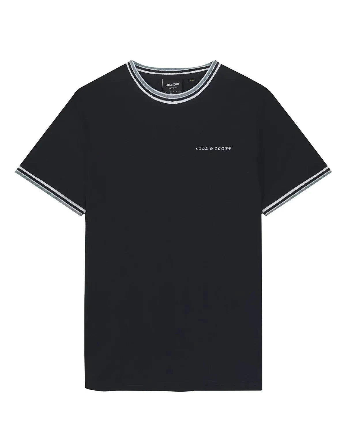 Lyle & Scott Embroidered Tipped T-Shirt In Dark Navy - RD1 Clothing