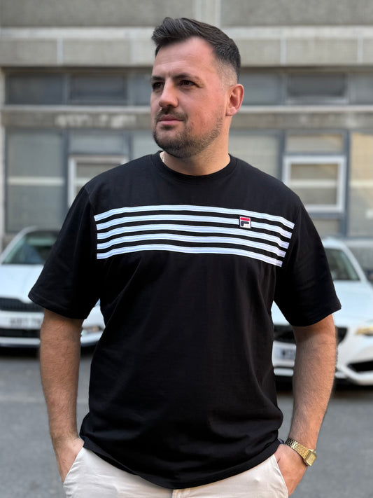 Fila Vintage Hanford Stripe T-Shirt Black/White
