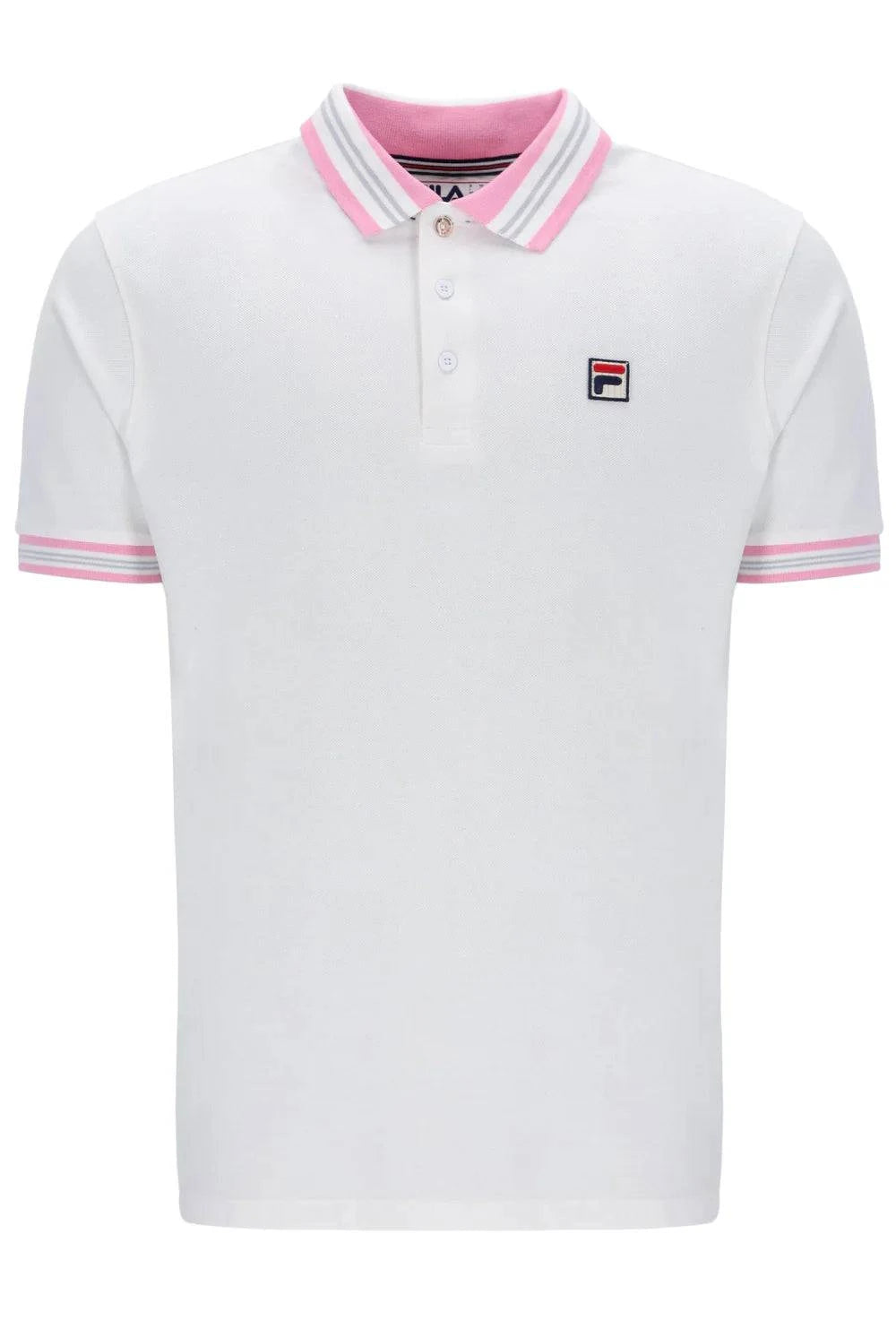 Fila Faraz Tipped Rib Polo White/Prism Pink/High Rise - RD1 Clothing