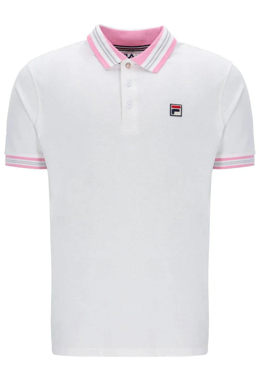 Fila Faraz Tipped Rib Polo White/Prism Pink/High Rise - RD1 Clothing