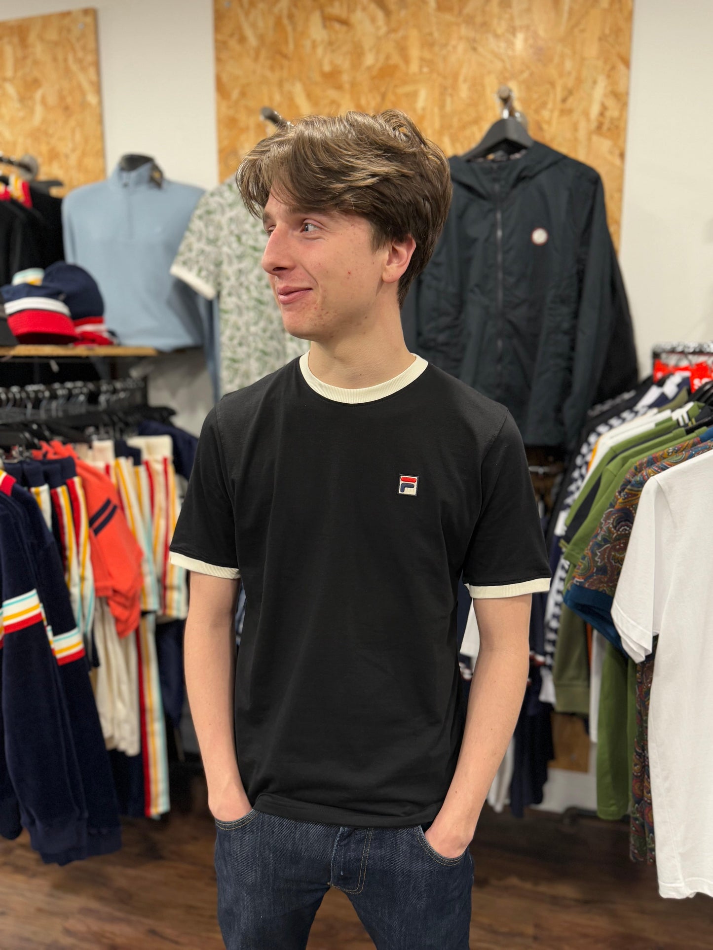 Fila Marconi T-Shirt In Black/Gardenia - RD1 Clothing