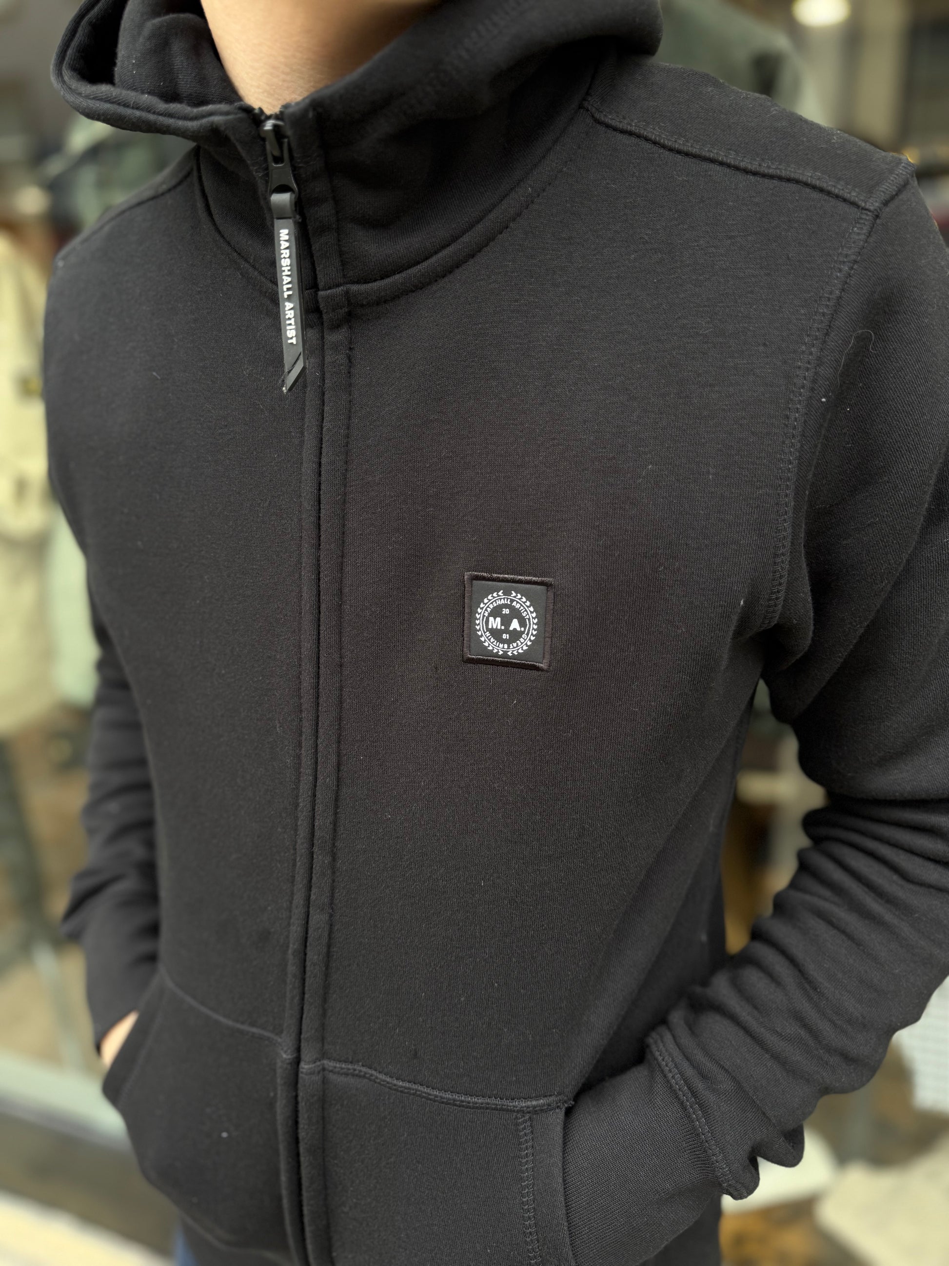 Marshall Artist Marchio Full Zip Hoodie Black - RD1 Clothing