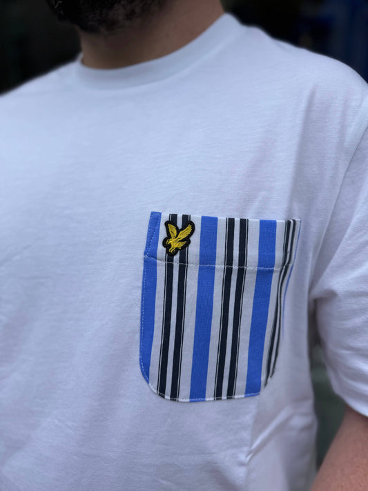Lyle & Scott Stripe Pocket T-shirt White - RD1 Clothing