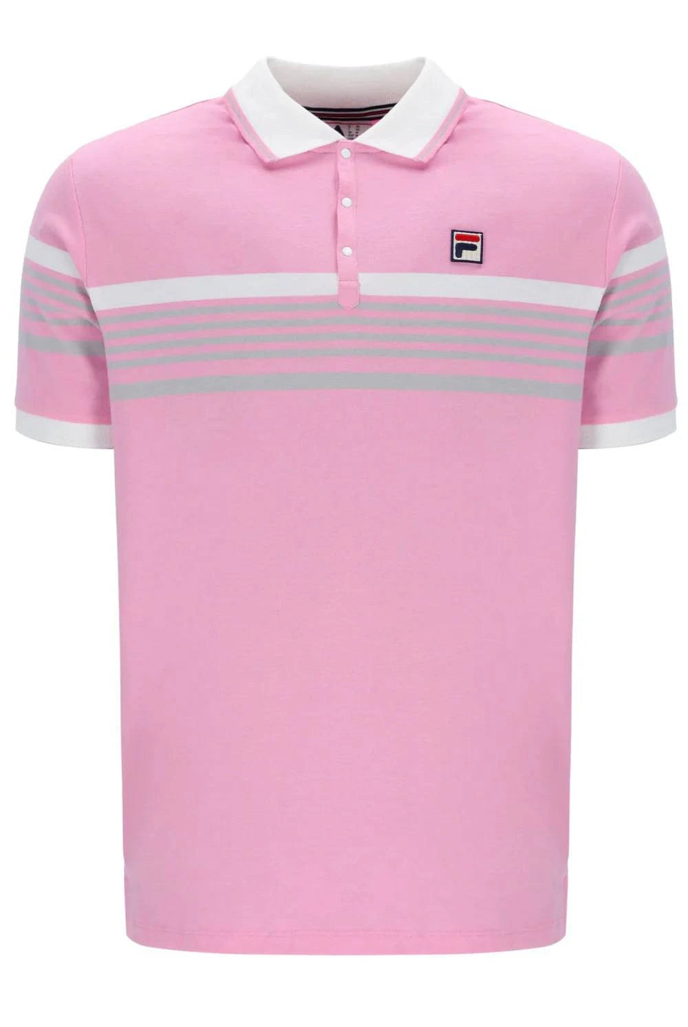 Fila Francis Yarn Dye Stripe Polo Shirt Prism Pink/White/High Rise - RD1 Clothing