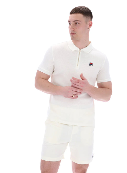 Fila Benjamin Micro Waffle Polo in Gardenia