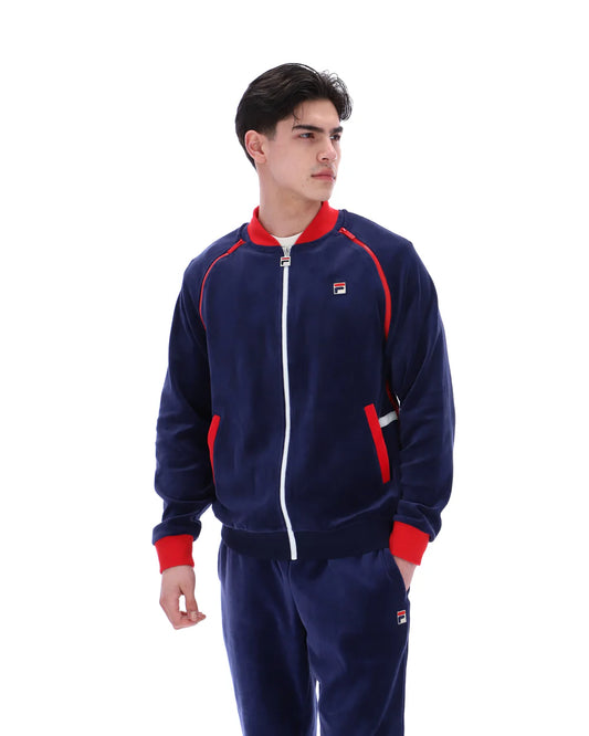 Fila Daniele Archive Versatile Velour Track Top in Navy/Red/White