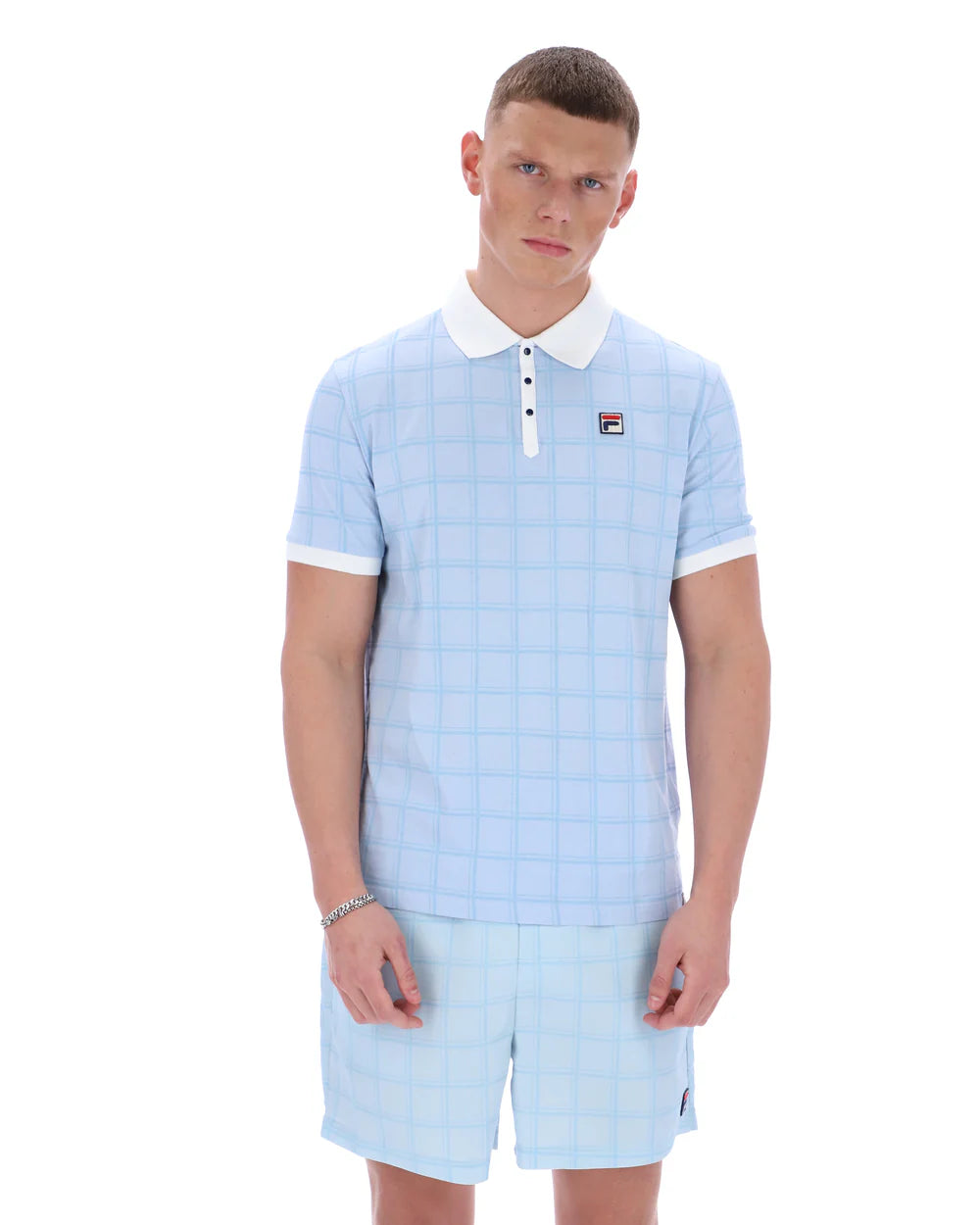 Fila Ignazio Tonal Check Polo in Skyway