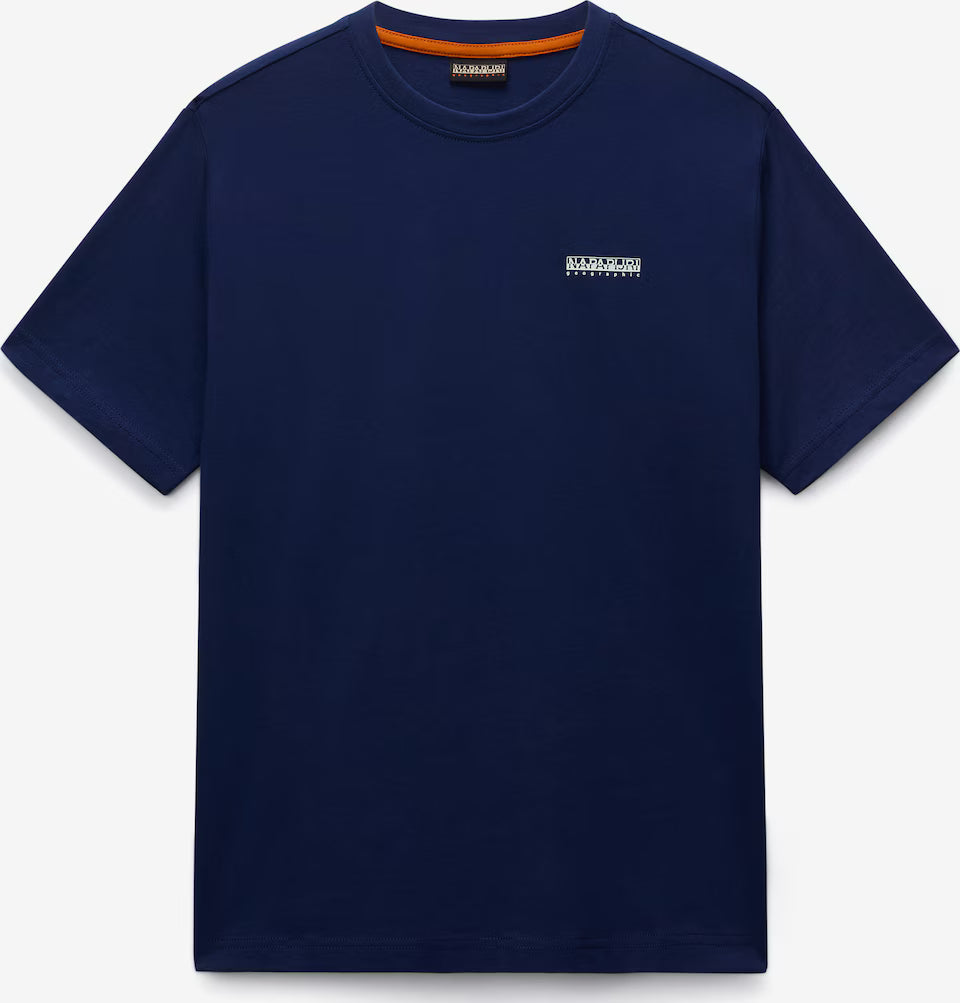 Napapijri S-Flint T-Shirt in navy with logo detail, casual fit, made from soft fabric, ideal for everyday wear.
