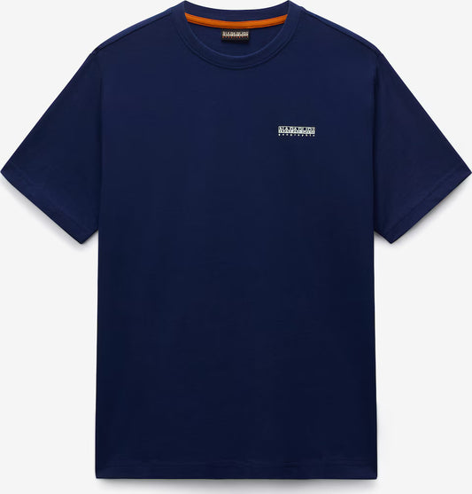 Napapijri S-Flint T-Shirt in navy with logo detail, casual fit, made from soft fabric, ideal for everyday wear.