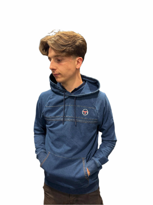 Sergio Tacchini Damarindo Pullover Denim Hoodie Mid-Denim - RD1 Clothing