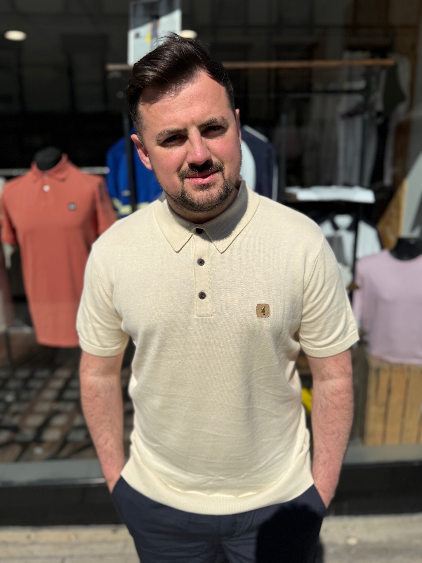 Gabicci VIntgae Jackson Polo Shirt Cream - RD1 Clothing