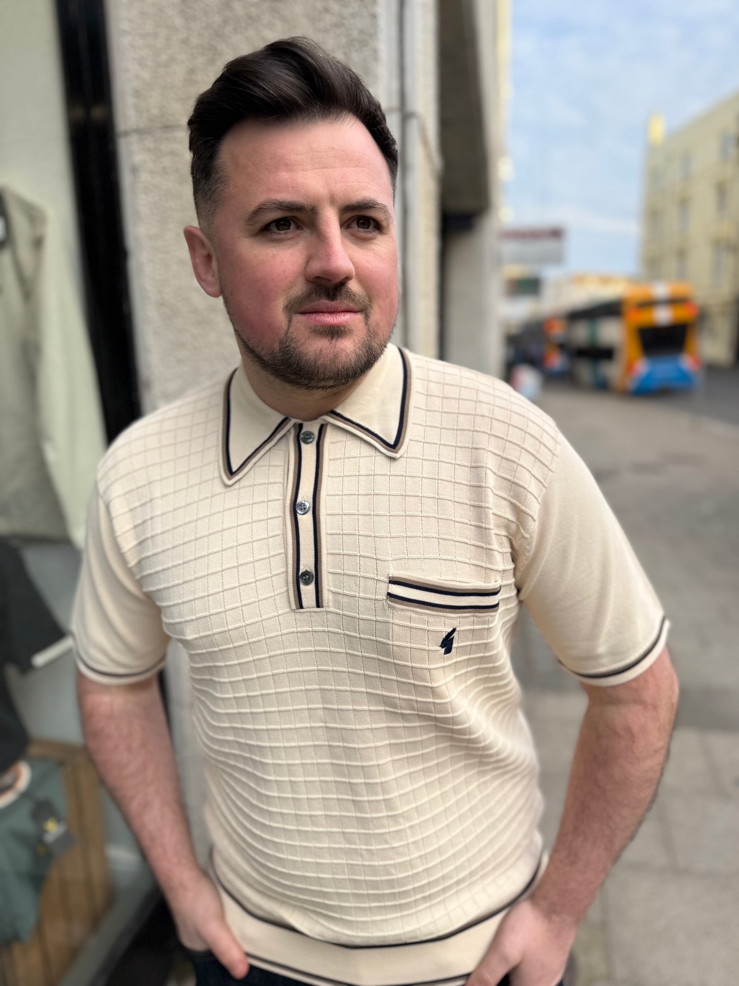 Gabicci Dario Knitted Polo Shirt Cream - RD1 Clothing