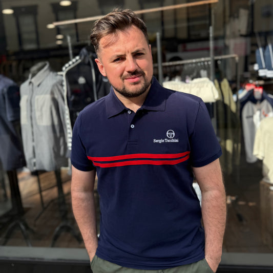 Sergio Tacchini Supermac Polo Shirt Maritime Blue/Adrenaline Rush - RD1 Clothing