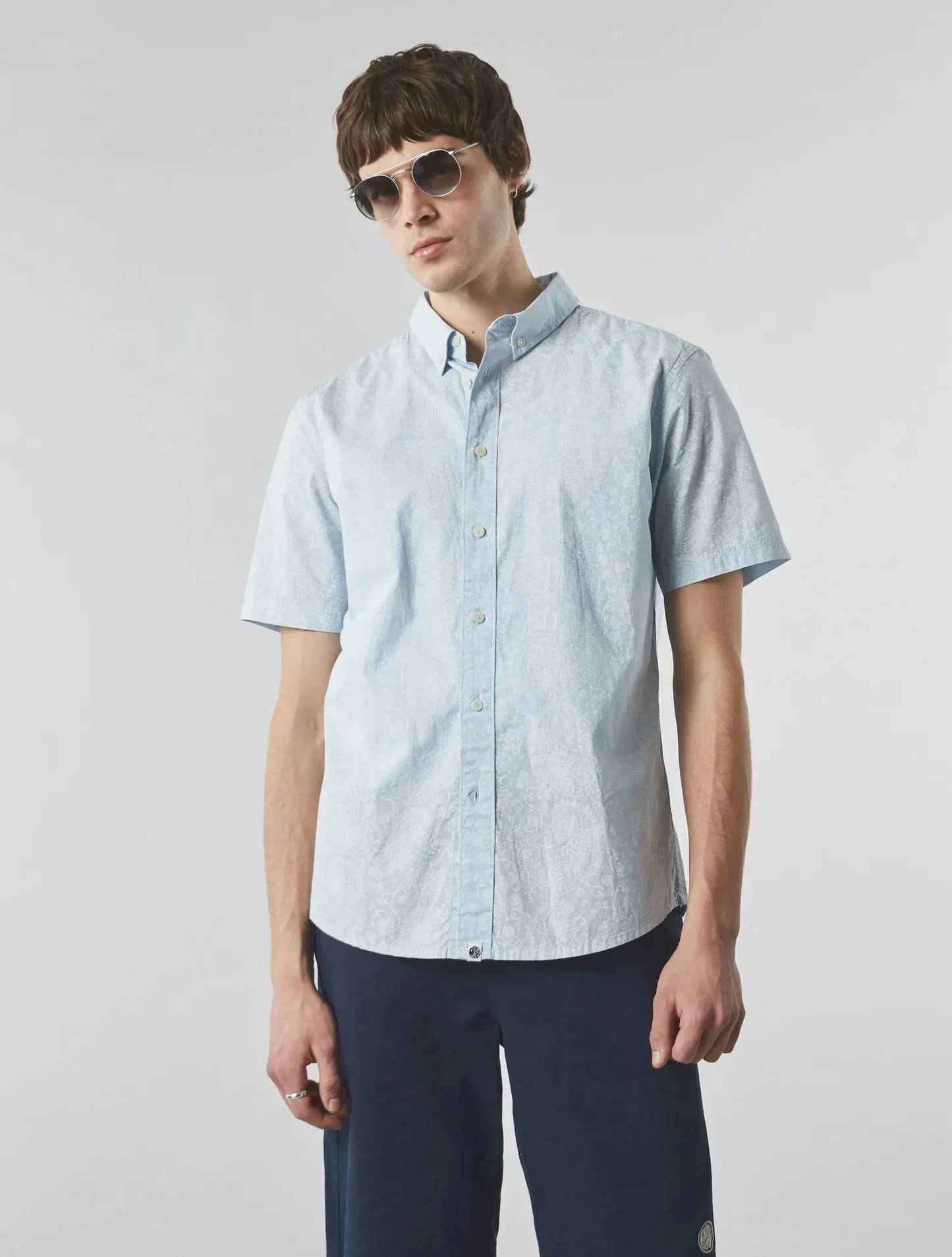 Pretty Green Bay Paisley Short Sleeve Shirt In Blue - RD1 Clothing