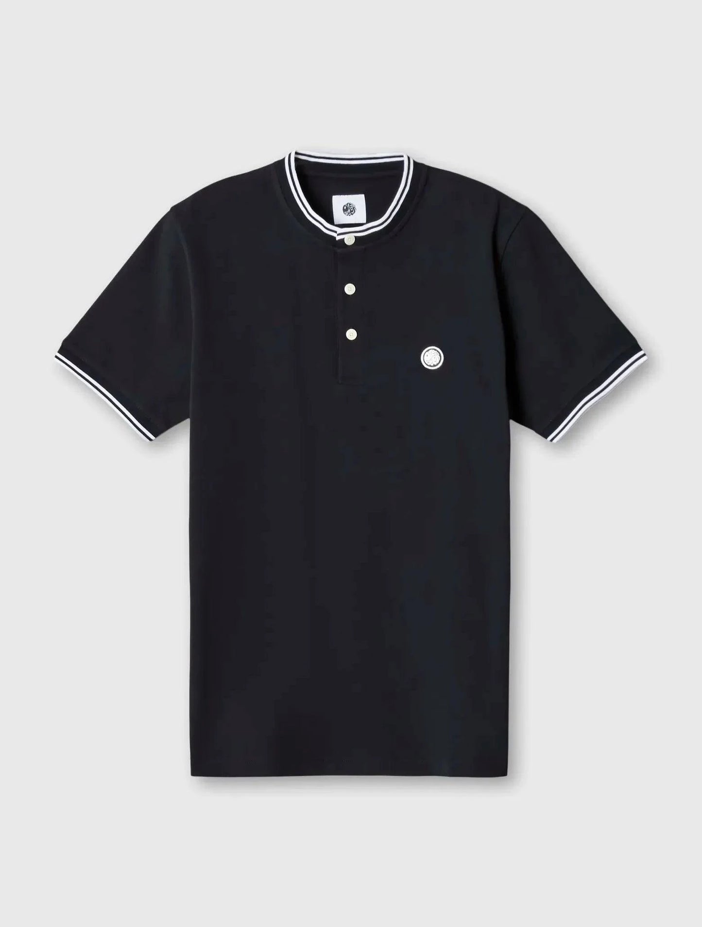 Pretty Green Allesley Tipped Grandad Polo In Black - RD1 Clothing